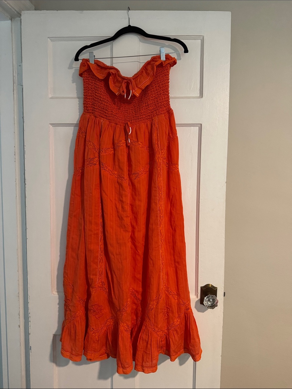 Free people maxi orange strapless dress